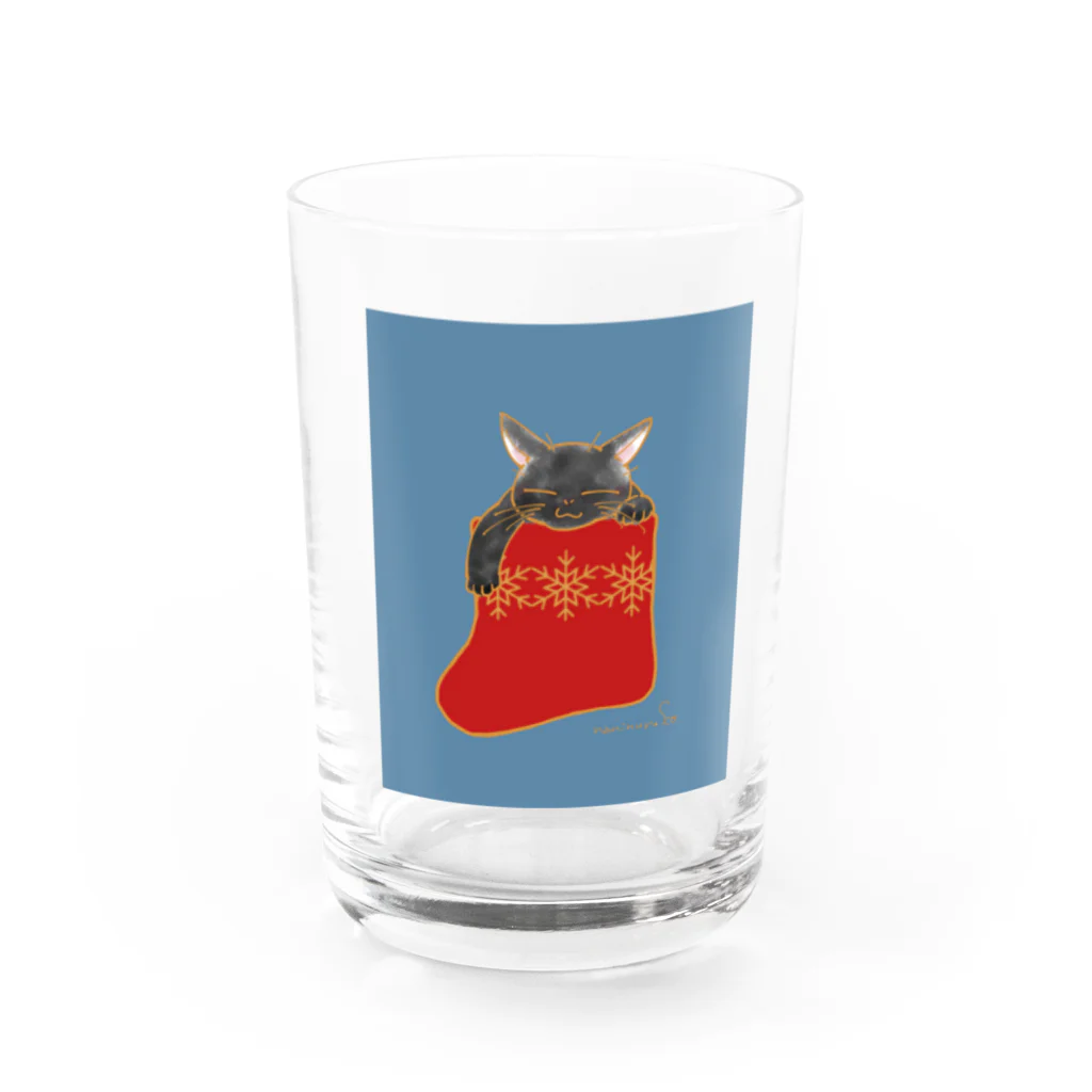 なにぬ猫-YAの靴下猫あります🧦　青 黒猫 Water Glass :right
