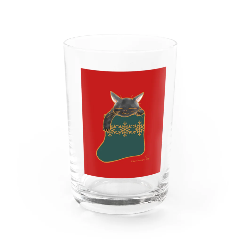 なにぬ猫-YAの靴下猫あります🧦　赤 黒猫 Water Glass :right