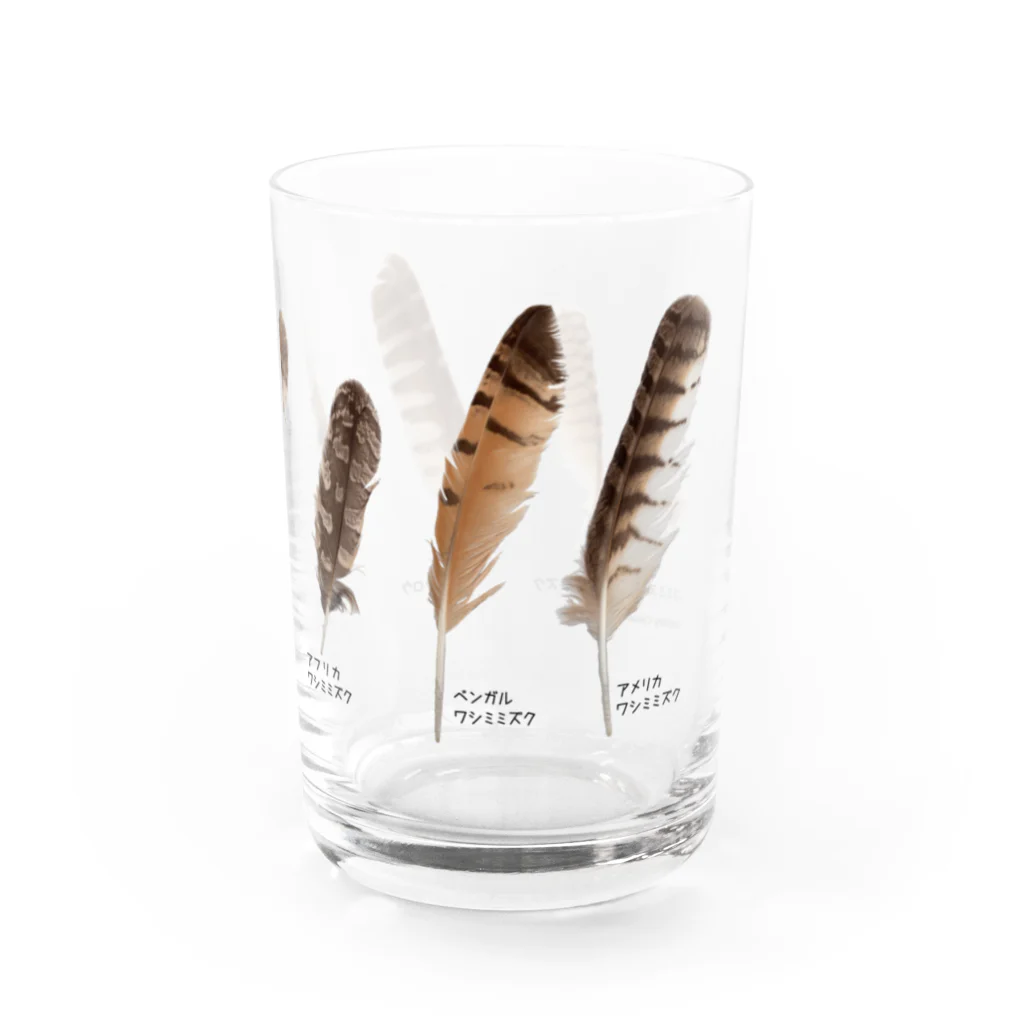 Happy birdsのフクロウたちの羽 Water Glass :right