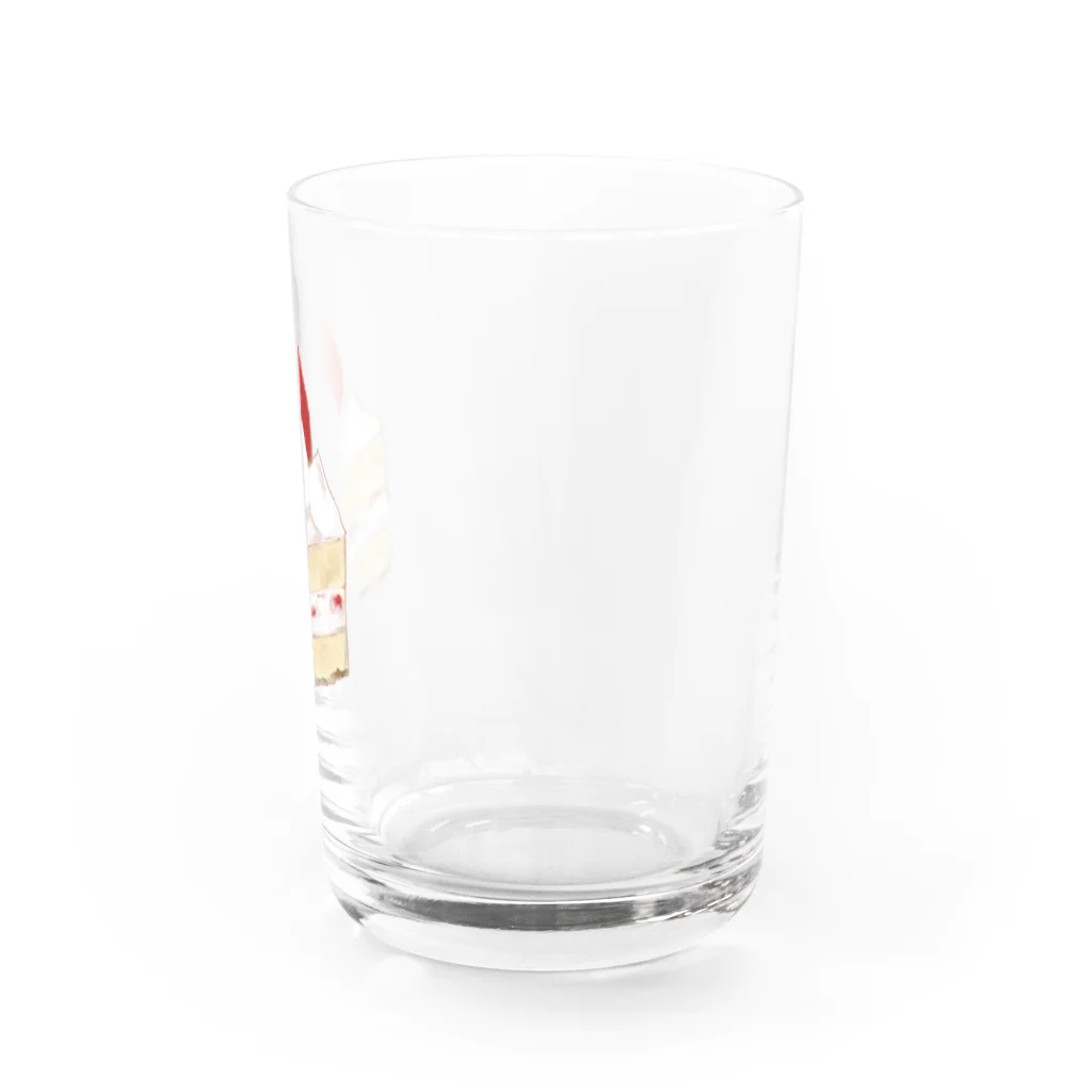 【シマエナガグッズ】ちくわファクトリーのシマエナガ ショートケーキ たぶん Water Glass :right
