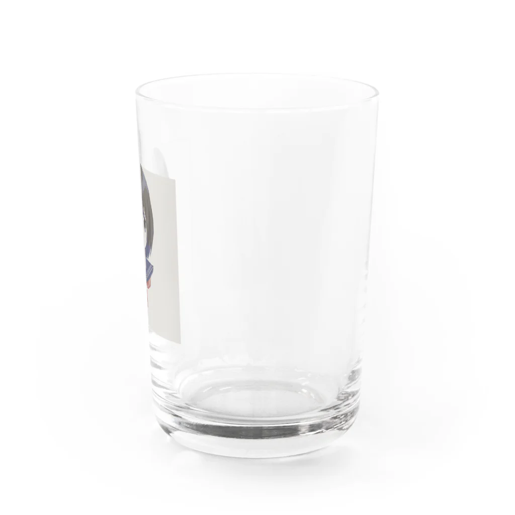 年中マスクの物憂げセーラー服ちゃん Water Glass :right