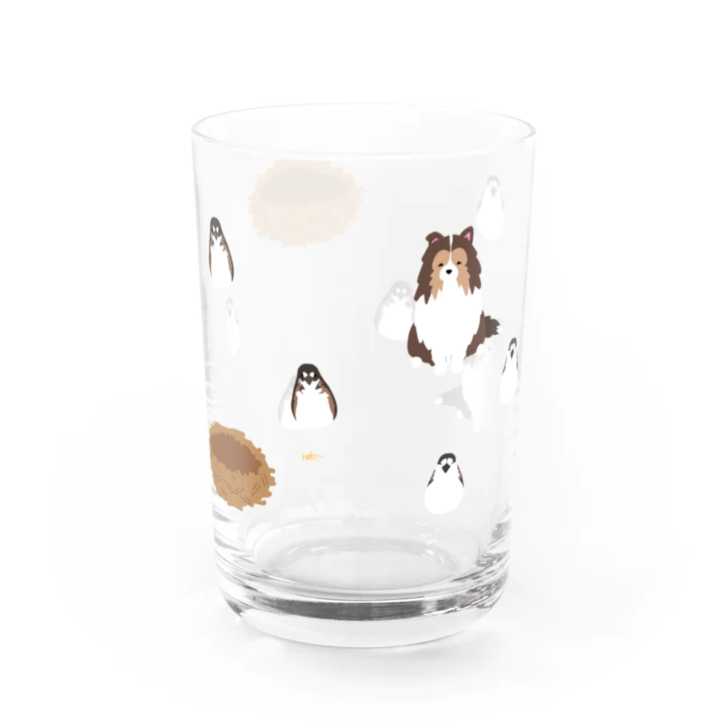 Kotetsu diary(SUZURI店)のシェルティ×十姉妹 Water Glass :right