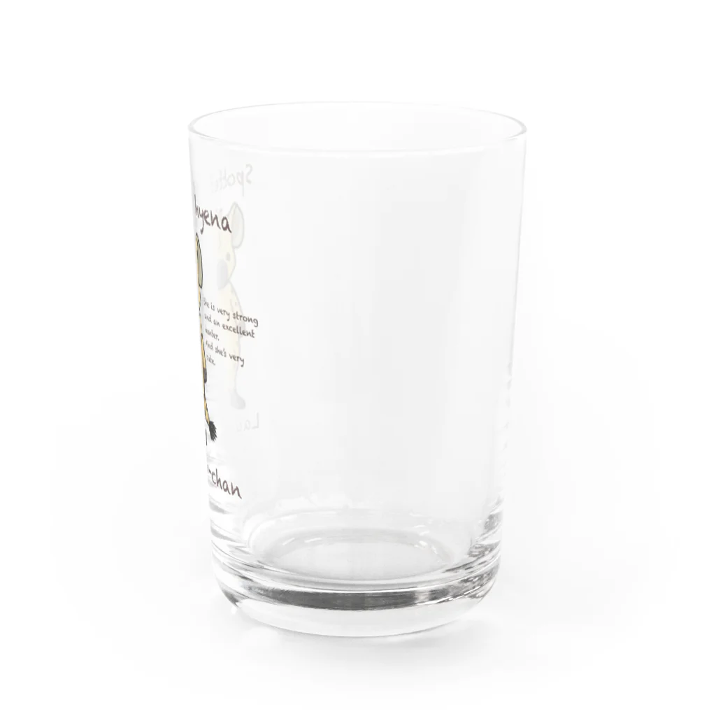 有限会社サイエンスファクトリーの強くて可愛いブチハイエナのラフィンちゃん Water Glass :right
