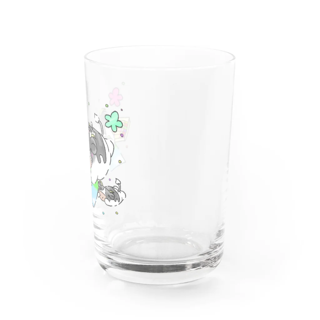 tekikakuのほんわか可愛い牛さん達のお絵描き Water Glass :right