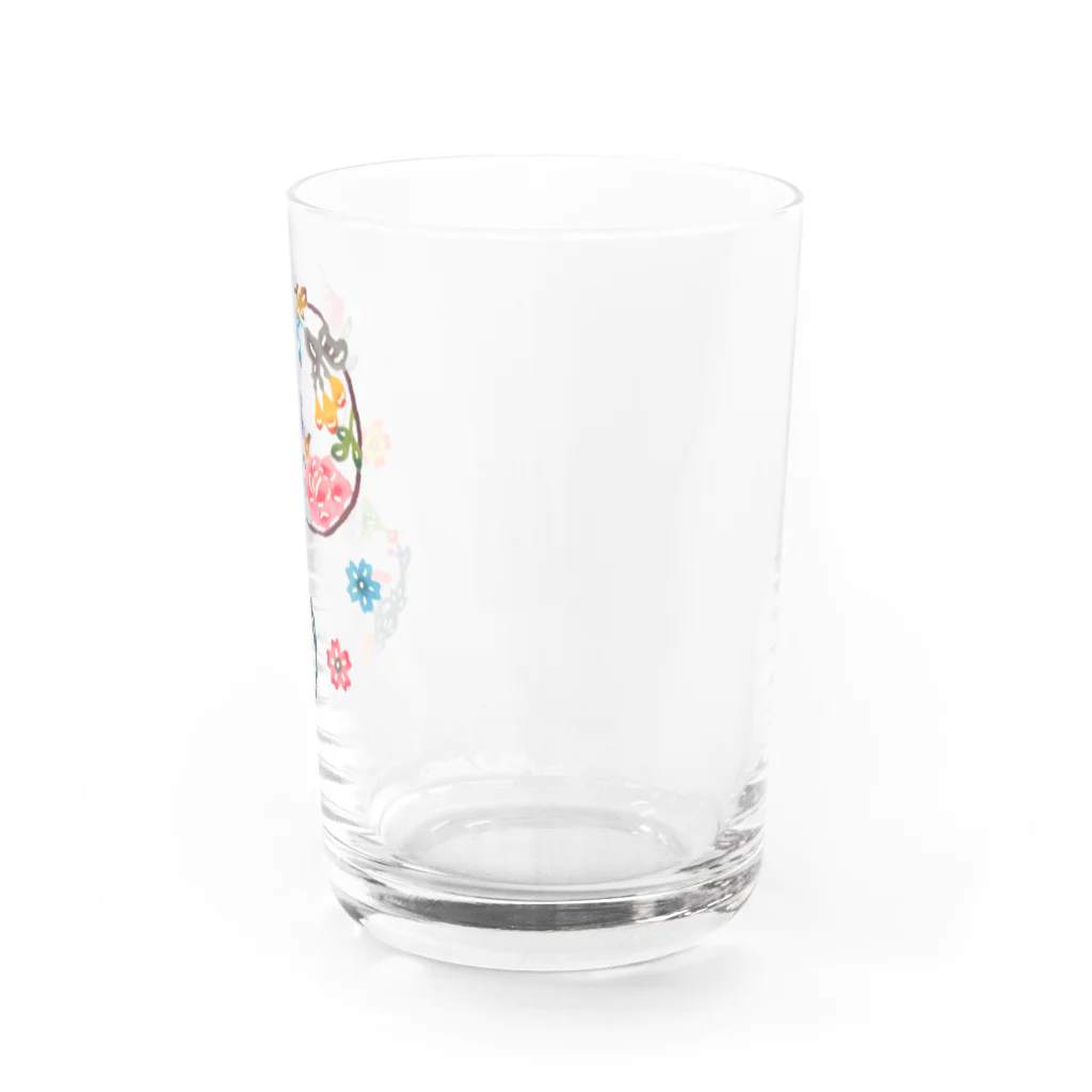 紅型キジムナー工房・コトリンチュの紅型柄・丸牡丹 Water Glass :right