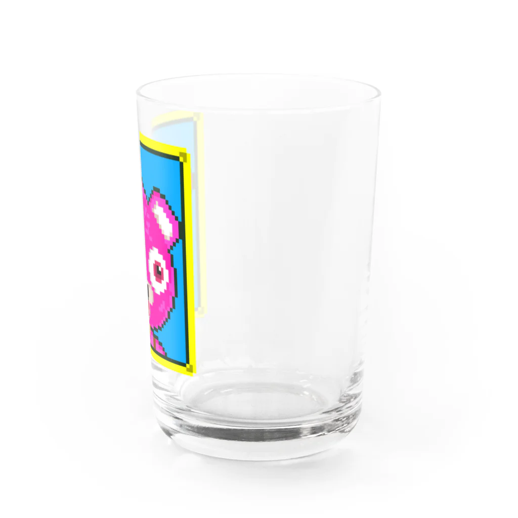 Cartoon☆style☆Fortniteのピンクのくまちゃんドット絵 Water Glass :right