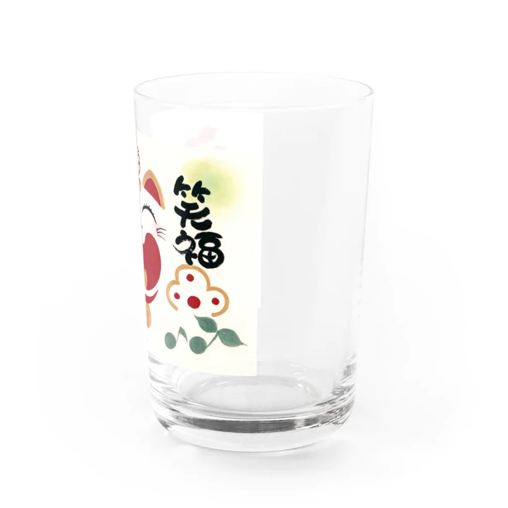 ありがとうの森の笑福開運　ニャンキュー Water Glass :right