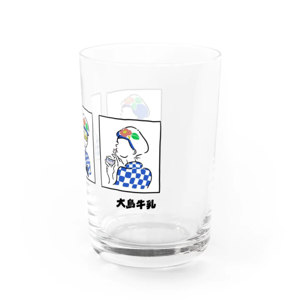 (株)大島牛乳(伊豆大島)のあんこさんと大島牛乳商品(ロゴ入り) Water Glass :right