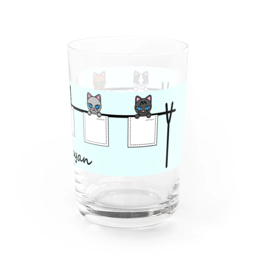 猫部のねこ　pokenyan5　黒猫　ロシアンブルー　ハチワレ　サバトラ　三毛猫 Water Glass :right