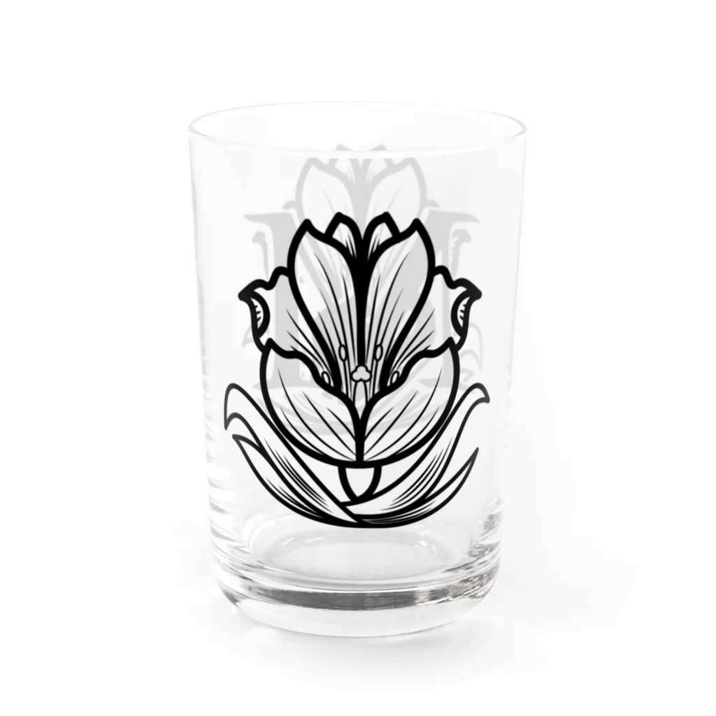 レトロネコ雑貨 華鳥風月のレトロネコ　グラス　イニシャル M Water Glass :right