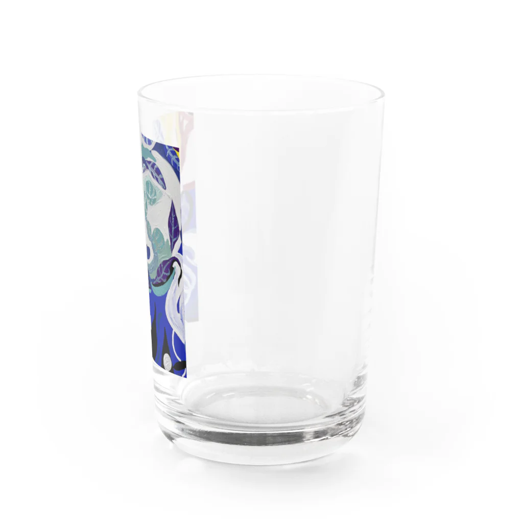 NIL の紺碧の葉魚と花❷ グラス右面