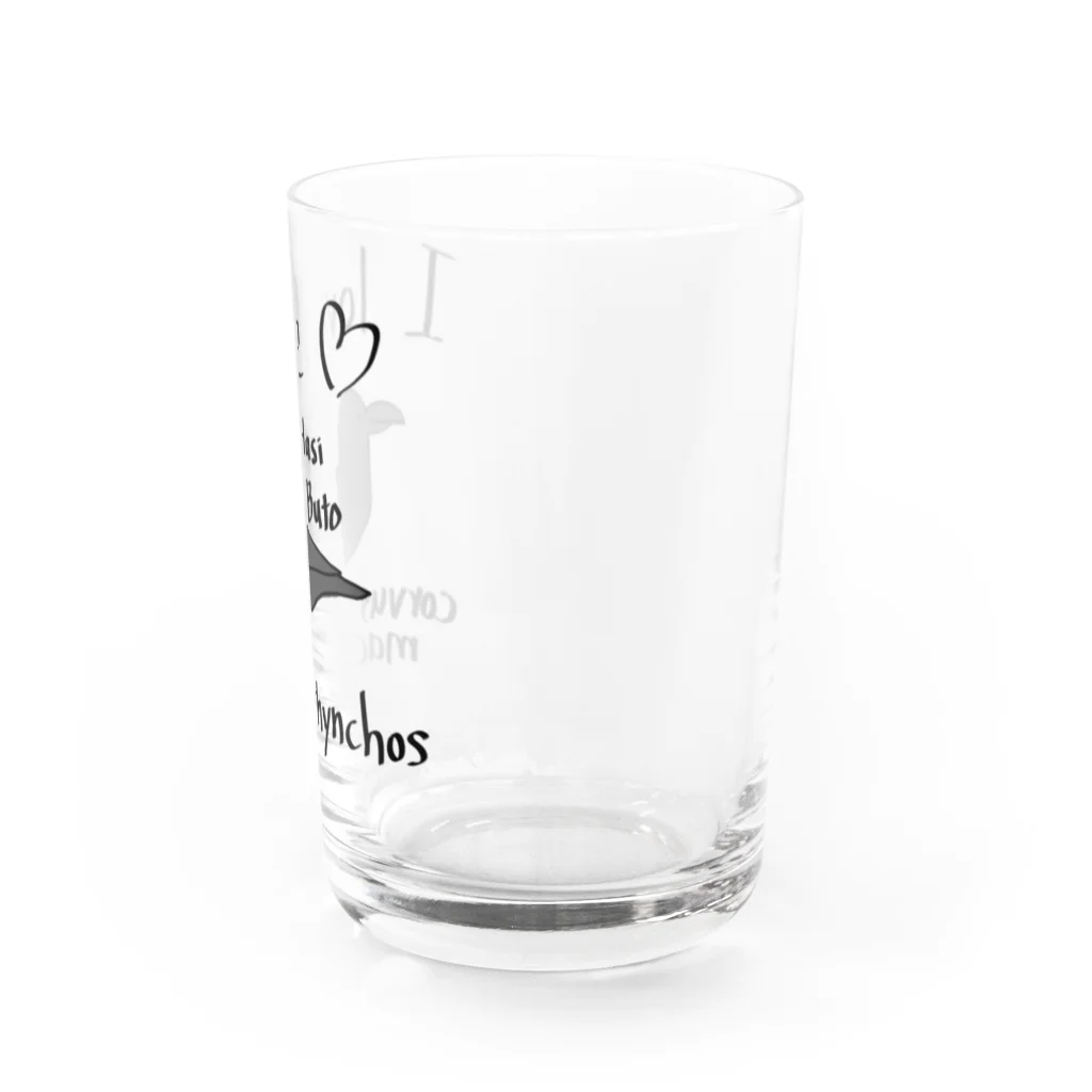野鳥、カラスストアのI love hasibuto  ハシブト大好き Water Glass :right