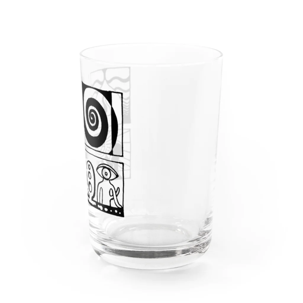 太陽の眼の太陽の眼 文字絵(黒/前面) Water Glass :right