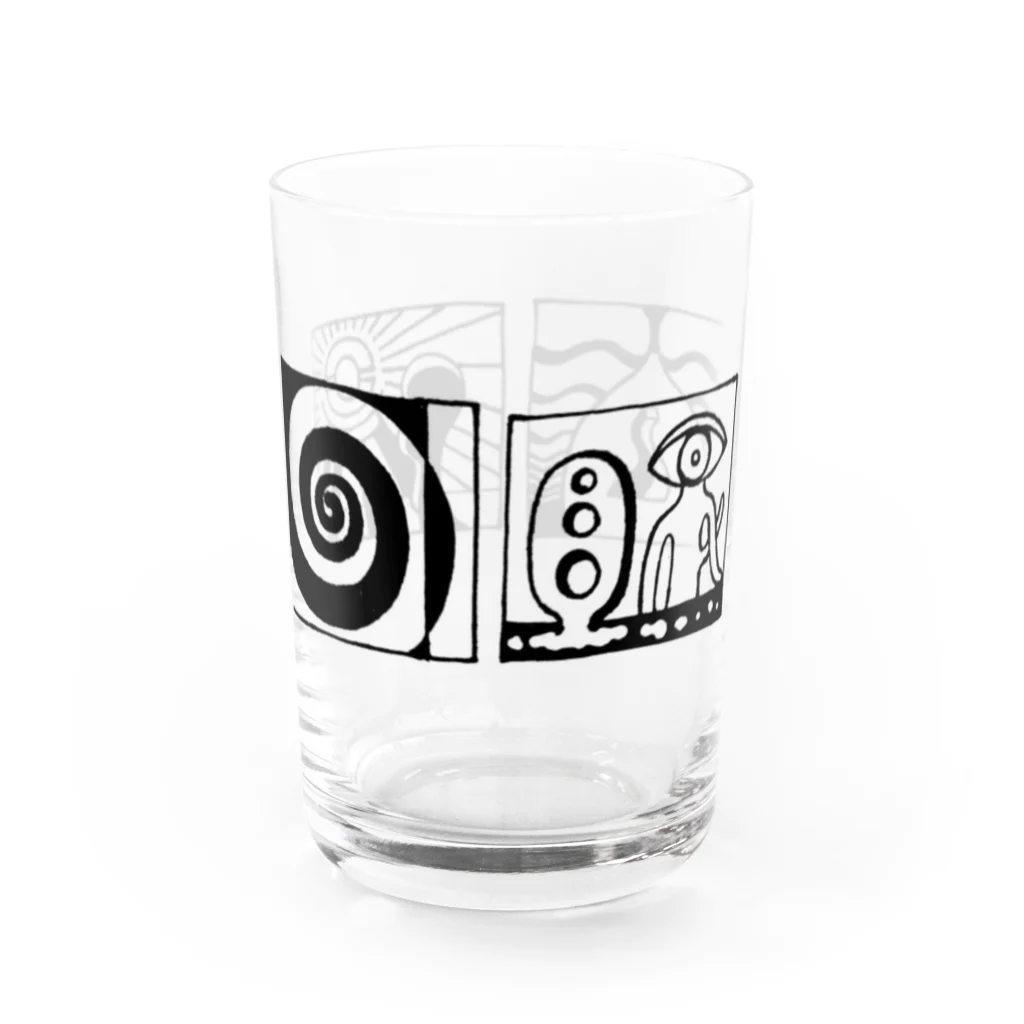 太陽の眼の太陽の眼 文字絵(黒/横長) Water Glass :right