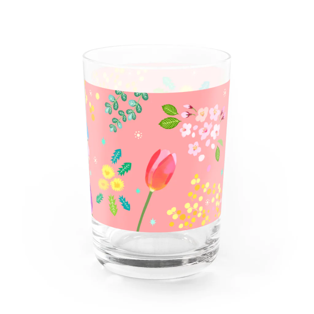 ishimorinacoの春の花とヤスミちゃん(ピンク) Water Glass :right