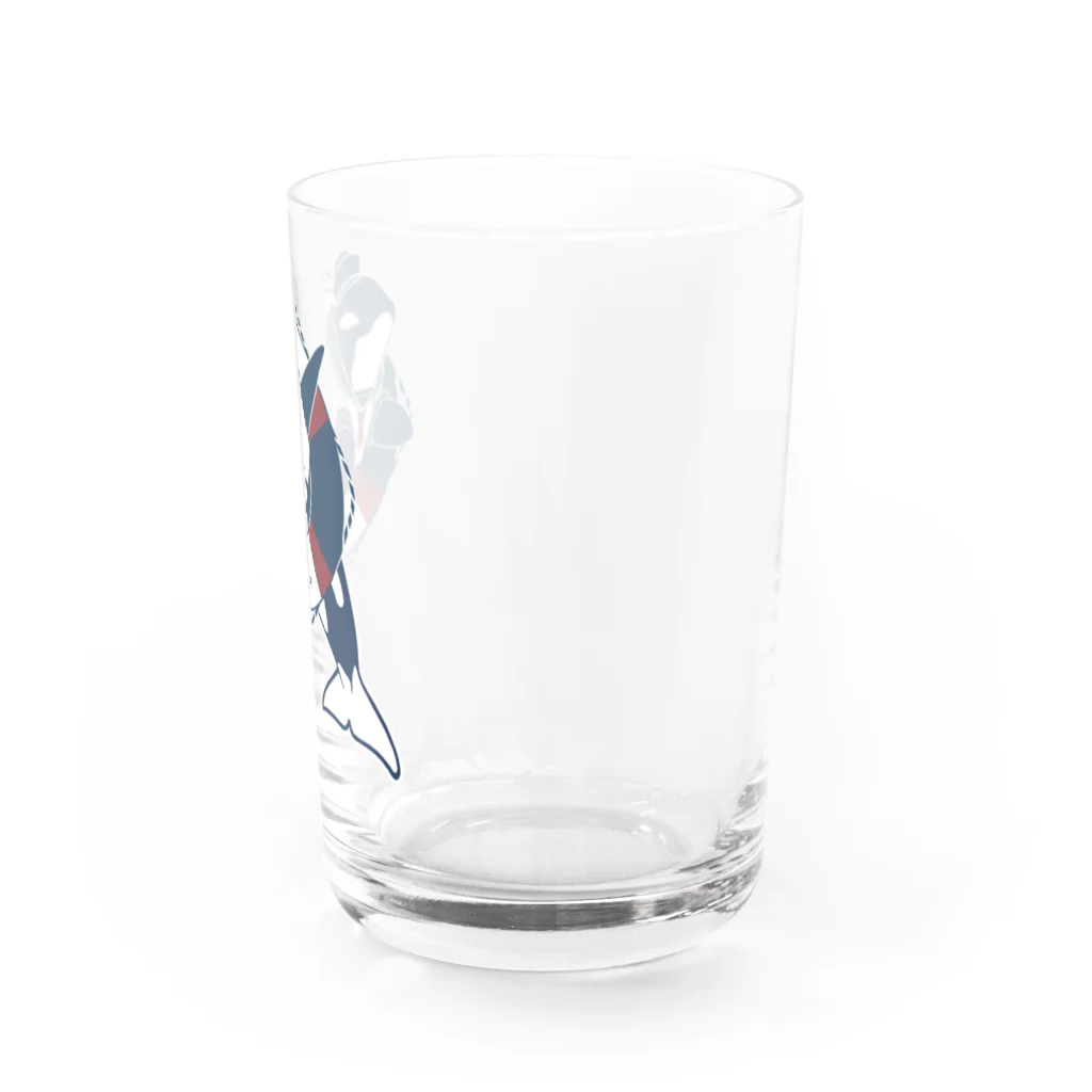 まつおるかグッズのうきわにハマったマリン風シャチ(トリコロール) Water Glass :right