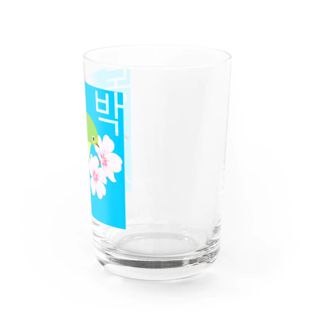 LalaHangeulの桜とメジロさん　ハングルデザイン Water Glass :right