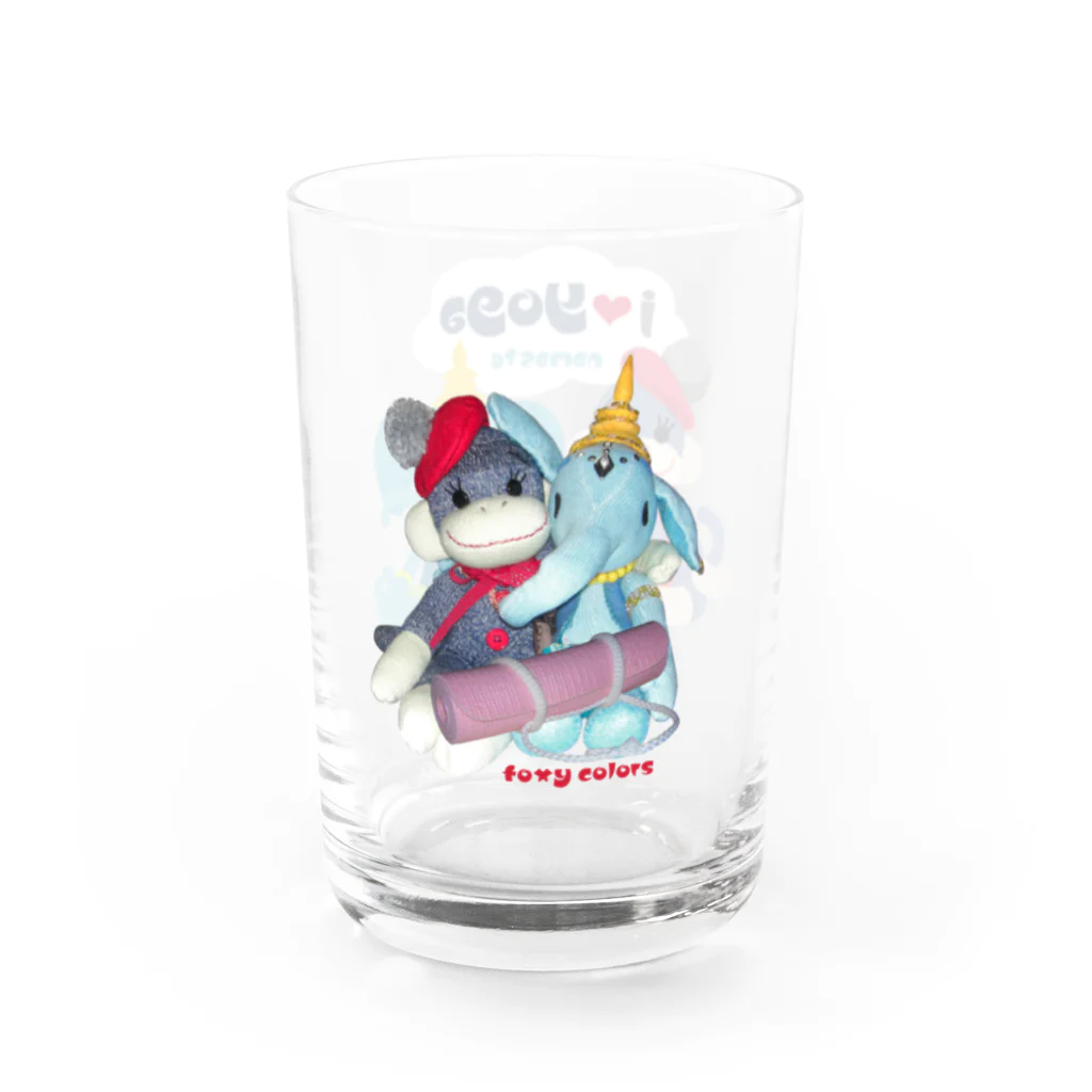 FOXY COLORSのソックモンキー＆ガネゾー I LOVE YOGA Water Glass :right