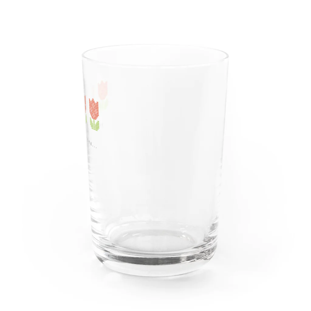 工房 クレーンの【チューリップ】韓国レトロなこぎん刺しグラス Ι 赤 Water Glass :right