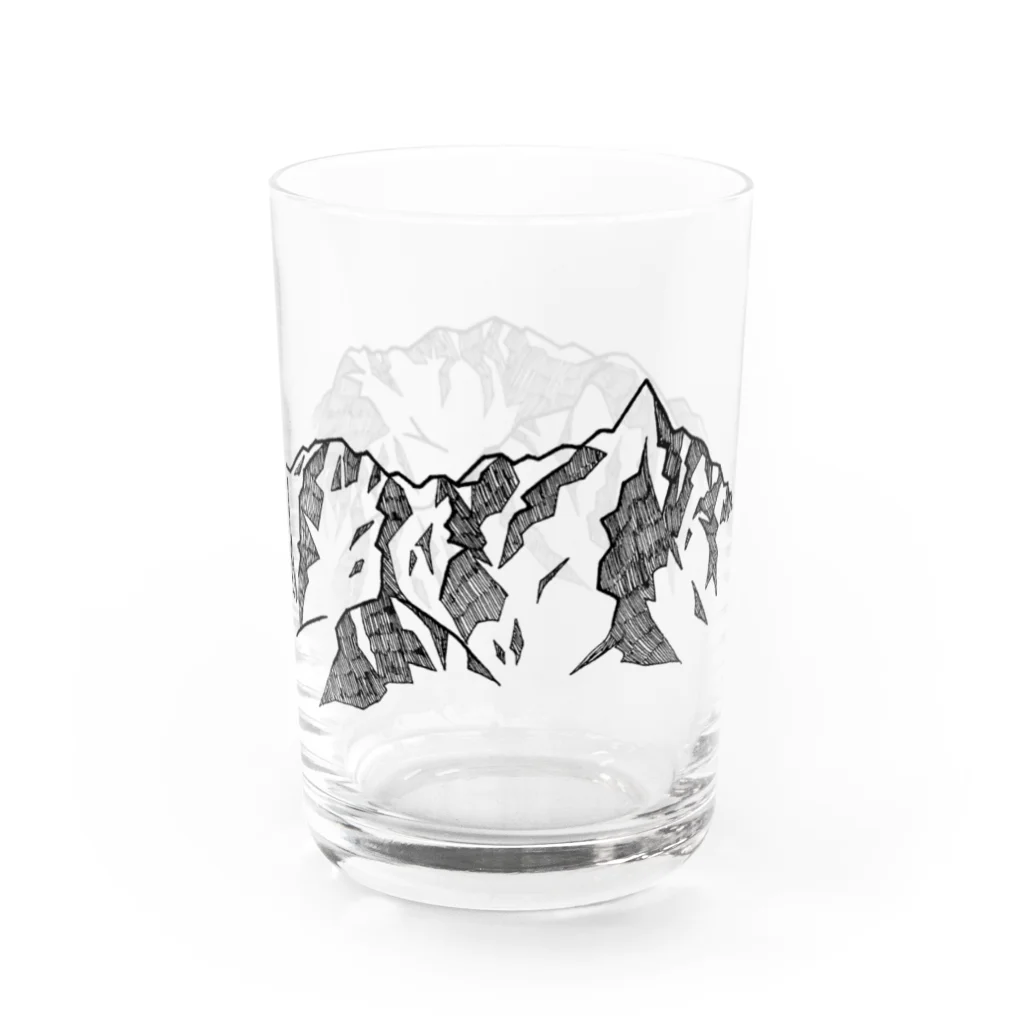 まつのき商店の槍穂高連峰　黒ペン Water Glass :right