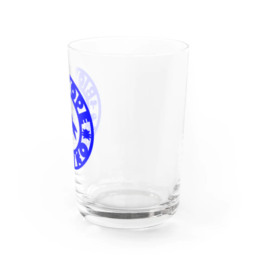 くーちゃんのビオトープ孟子（ロゴ）青 Water Glass :right