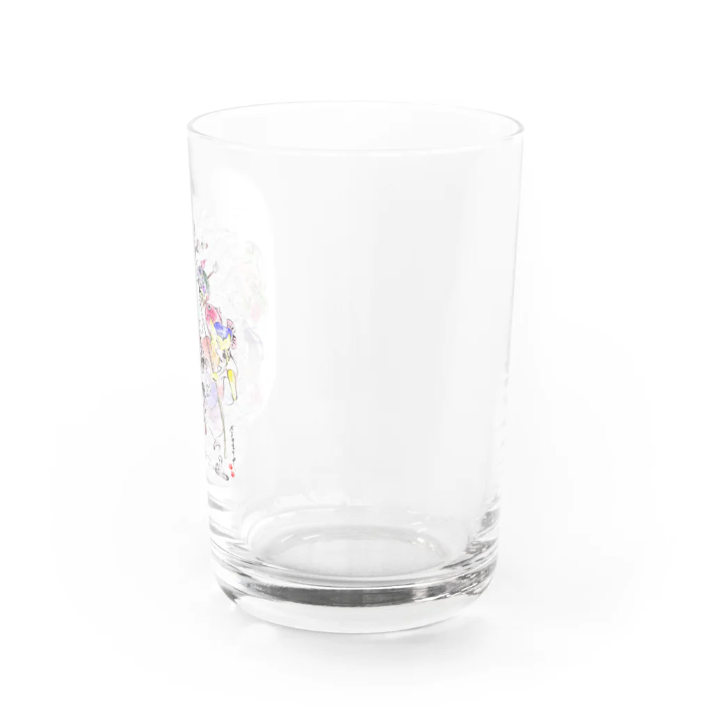 きたはりゃおえかき。。SUZURI店のおねがい！もふもふ七福神さま〜♪ Water Glass :right