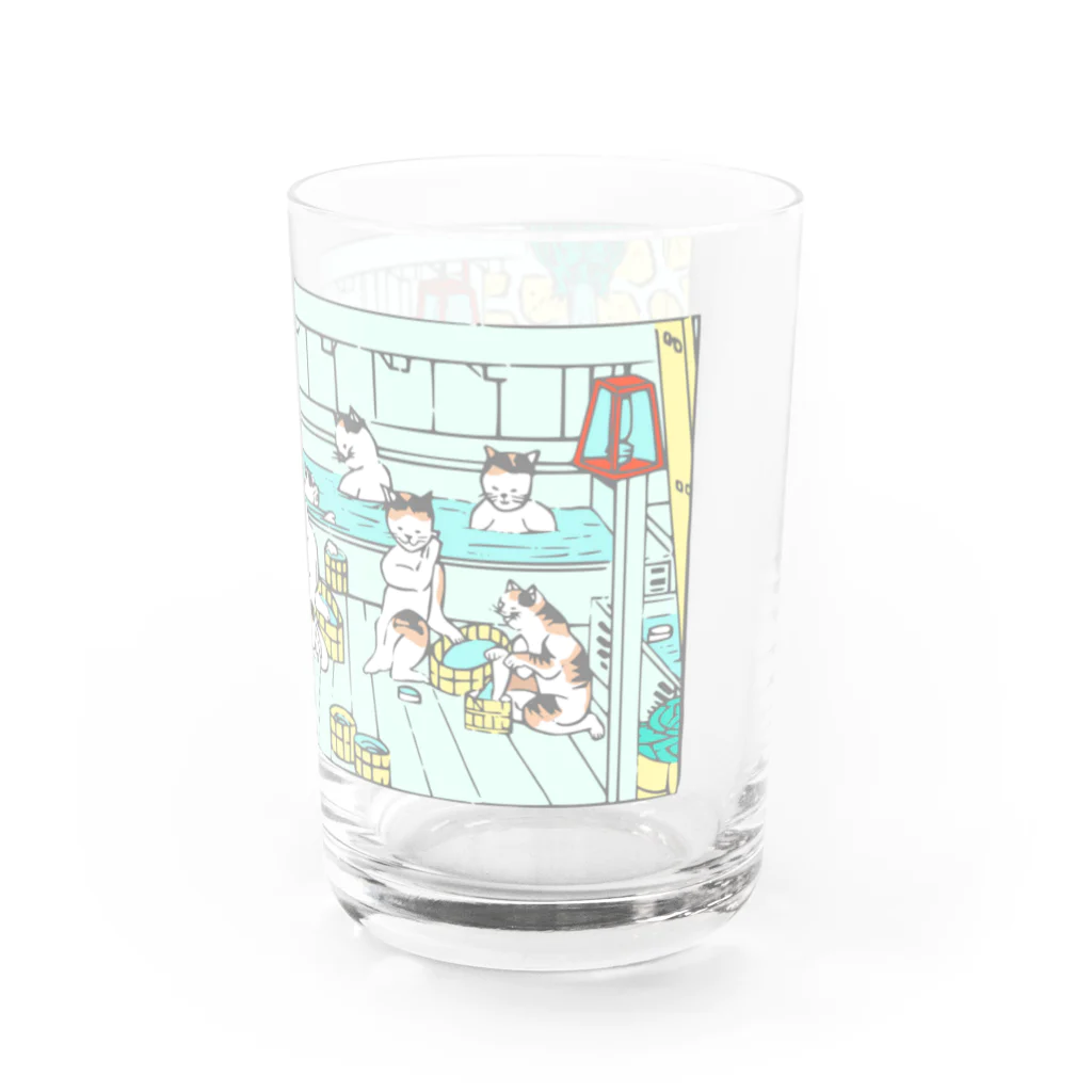 温泉グッズ@ブーさんとキリンの生活の猫の温泉（カラー） Water Glass :right