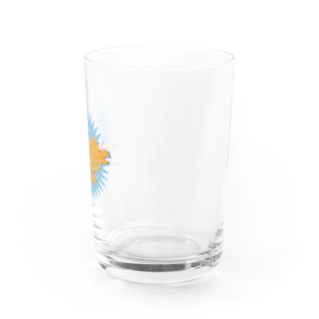 fumimicreativeのトリケラトプス　80年代風レトロポップな恐竜 Water Glass :right