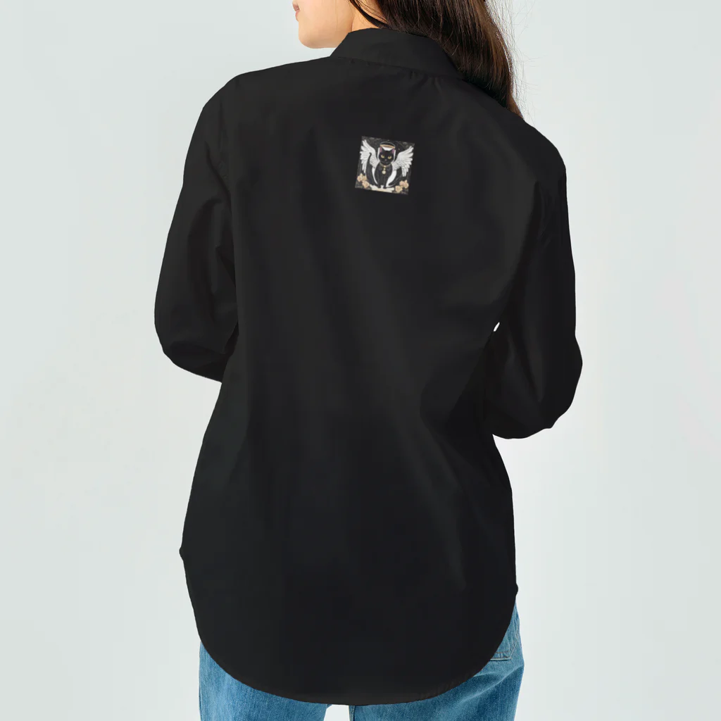 宇宙黒猫キョロちゃんの宇宙黒猫キョロちゃん(薔薇) ワークシャツ