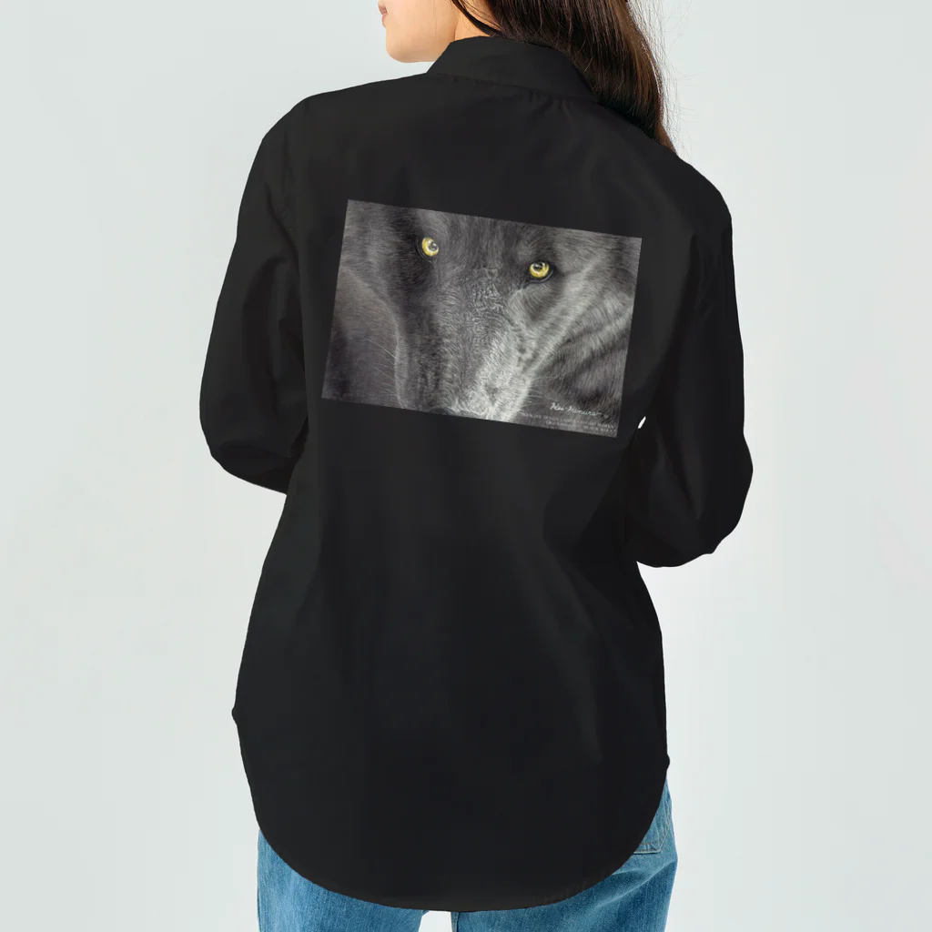 アラスカ野生動物画家きむらけいのBLACK WOLF Work Shirt