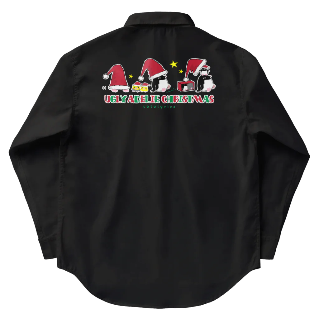 LittleLoroのUGLY ADELIE CHIRISTMAS 0586 アデリーペンギン サンタ帽子 横並び Work Shirt