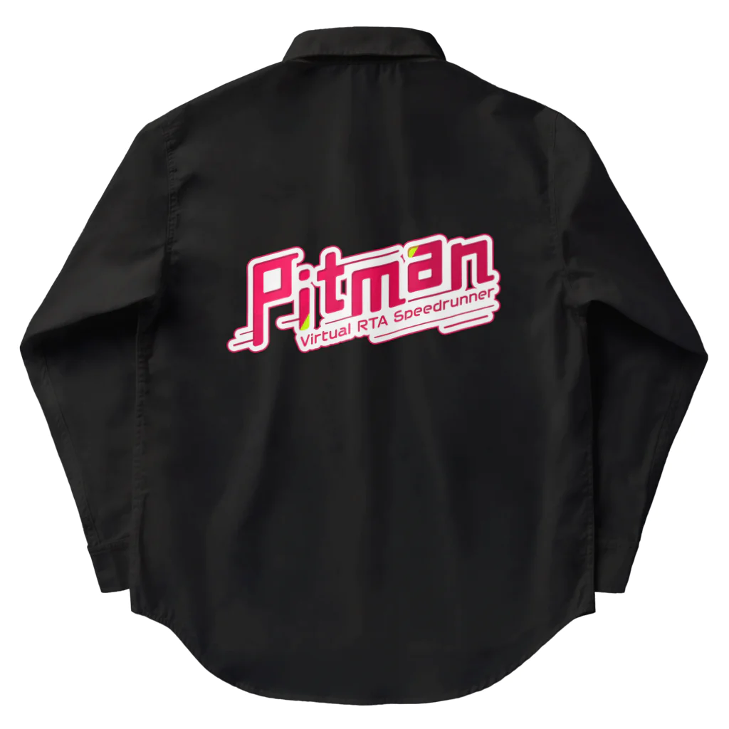 Pitman🦊🚫🪶RTA走者 Speedrunner VtuberのPitman ロゴ - ブラック系統 ワークシャツ
