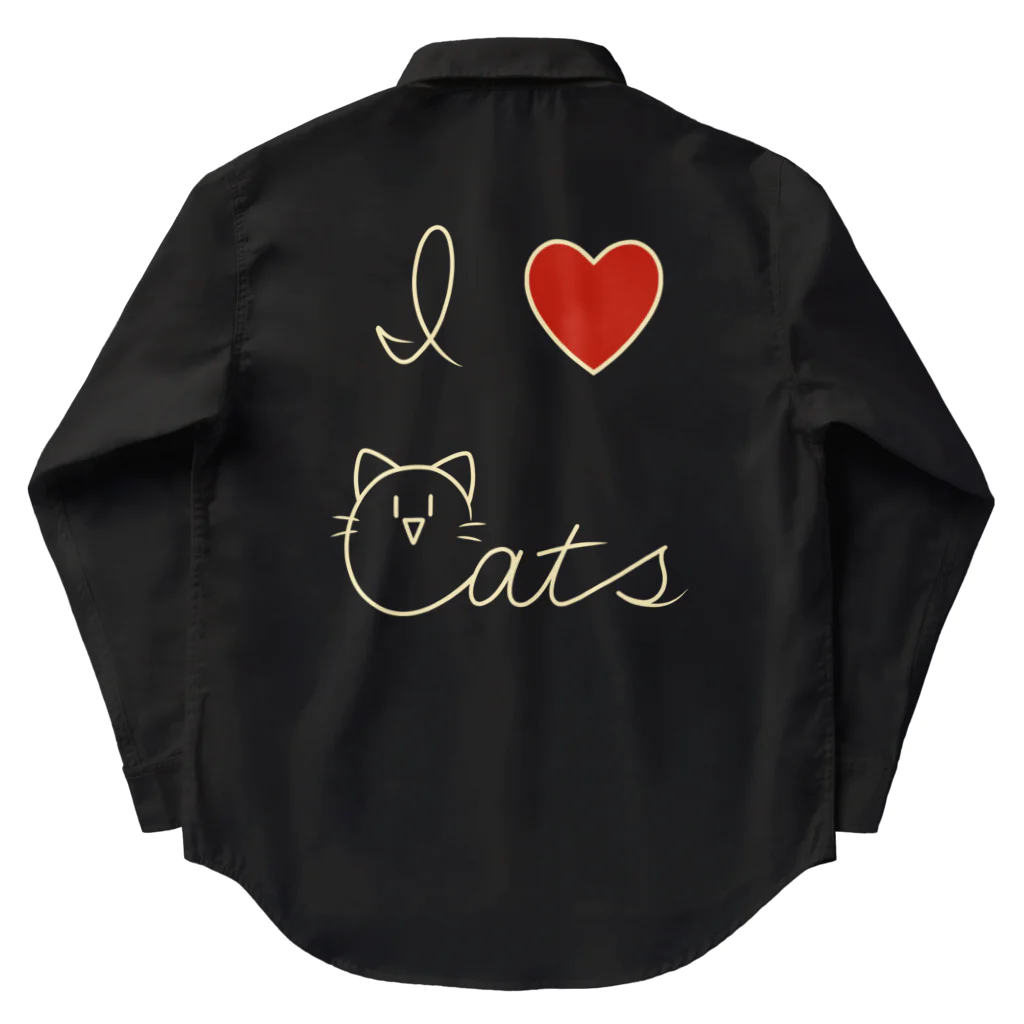 ちょこフォンデュのl ♡ Cats ホワイトチョコカラー ワークシャツ