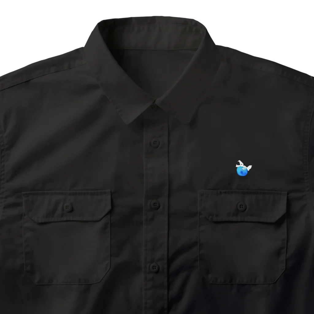 YuDesign￤ゆうデザインのぷくっといきものシリーズ魚ブルー Work Shirt