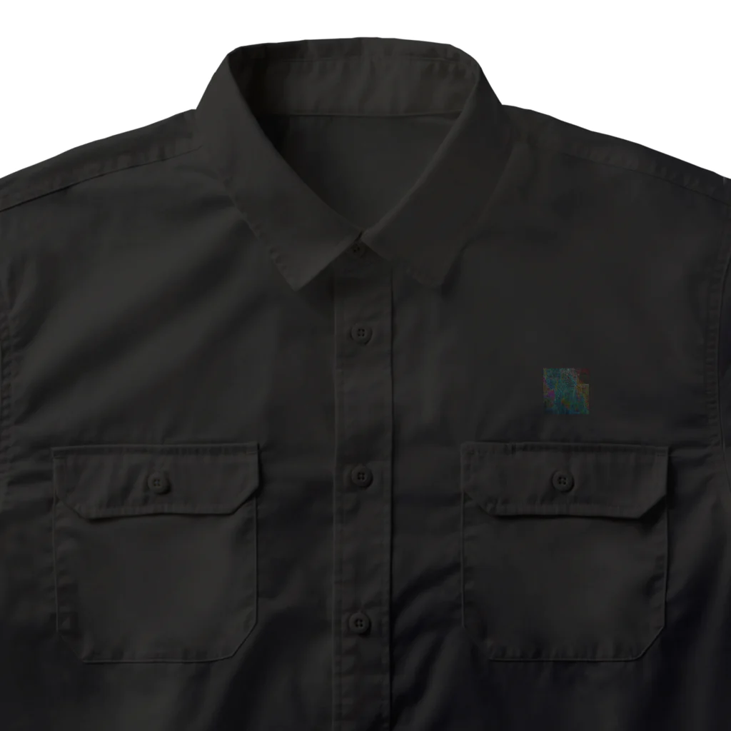 水草のサイバーな都市の地図 Work Shirt