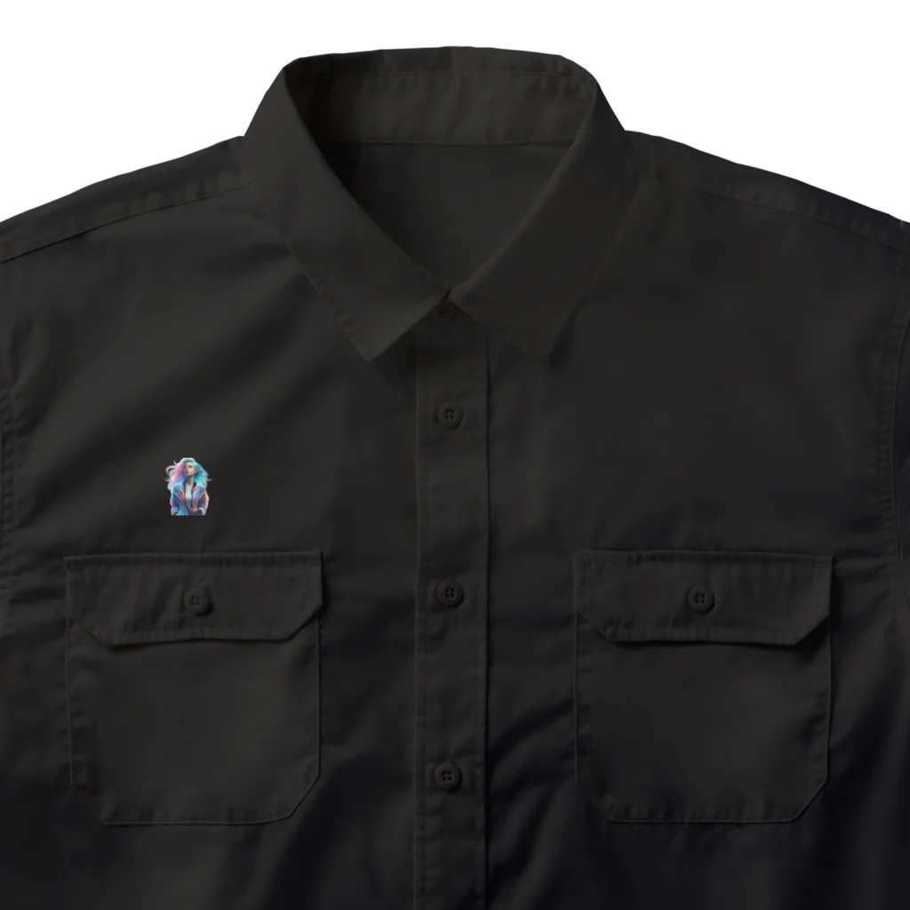 Harukiworksのネオンガール Work Shirt