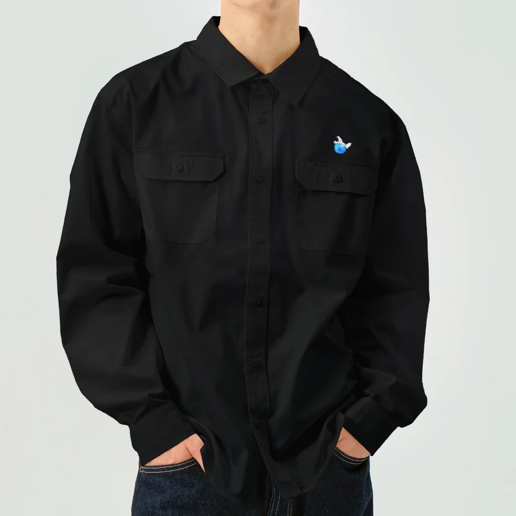 YuDesign￤ゆうデザインのぷくっといきものシリーズ魚ブルー Work Shirt