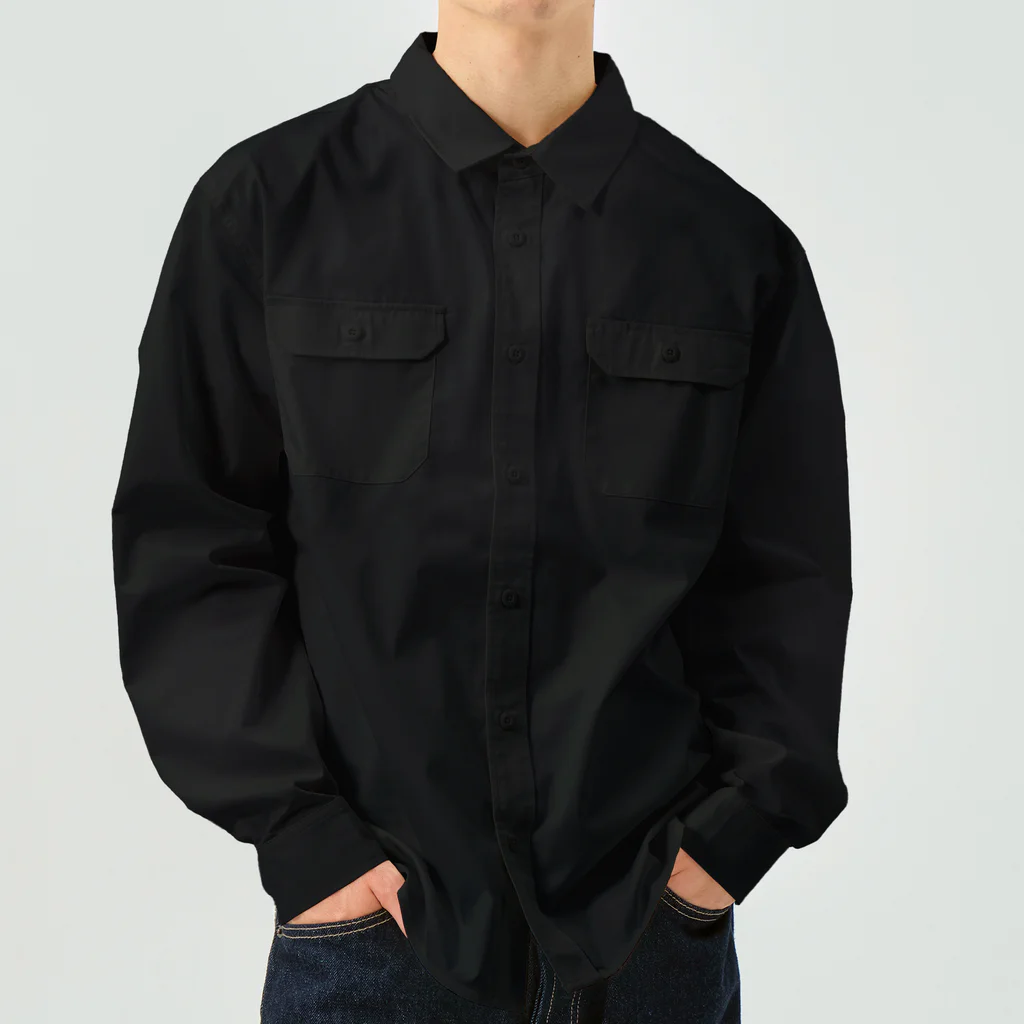 コチ(ボストンテリア)のバックプリント:ボストンテリア(HOWL at the MOON ロゴ)[v2.8k] Work Shirt