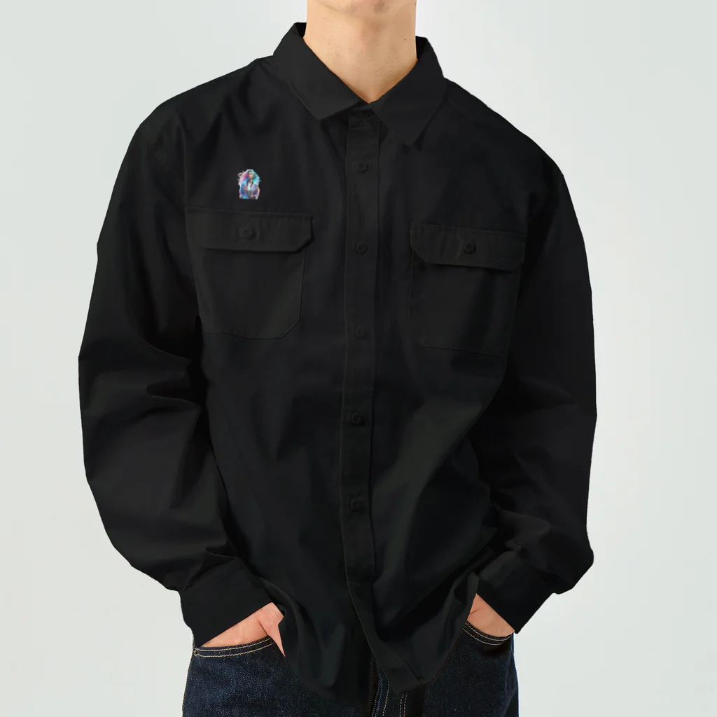 Harukiworksのネオンガール Work Shirt