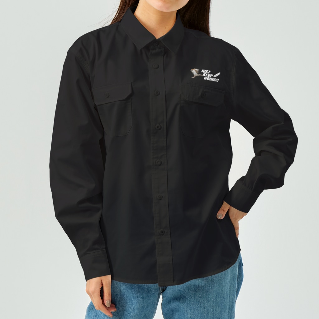 “すずめのおみせ” SUZURI店のJUST KEEP GOING Work Shirt