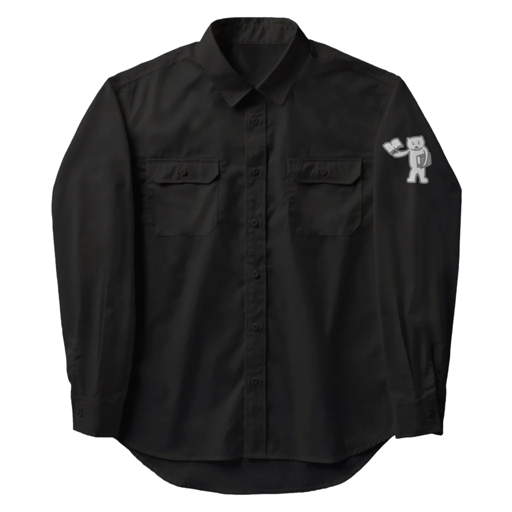 ari designのモノクロ・読書が大好きなクマ Work Shirt