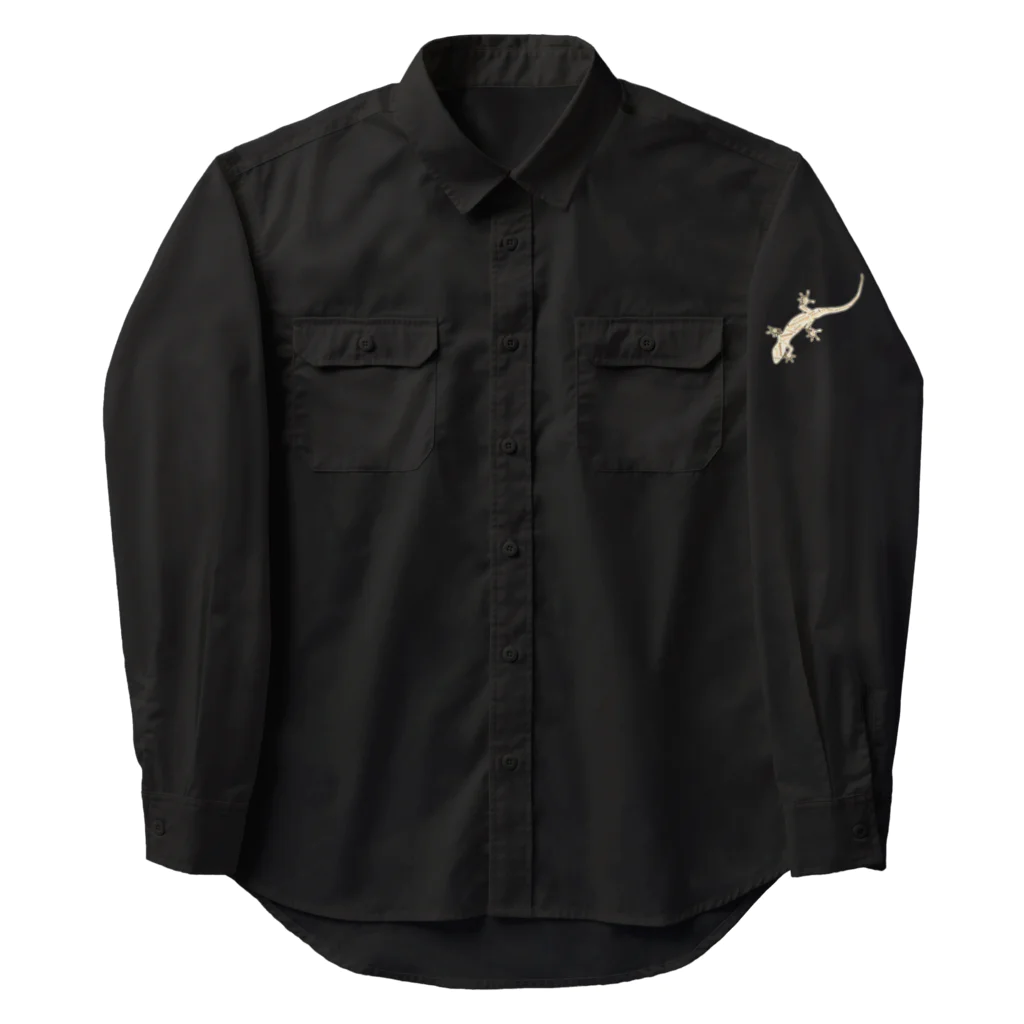 LalaHangeulのJapanese gecko(ニホンヤモリ)　英語デザイン Work Shirt