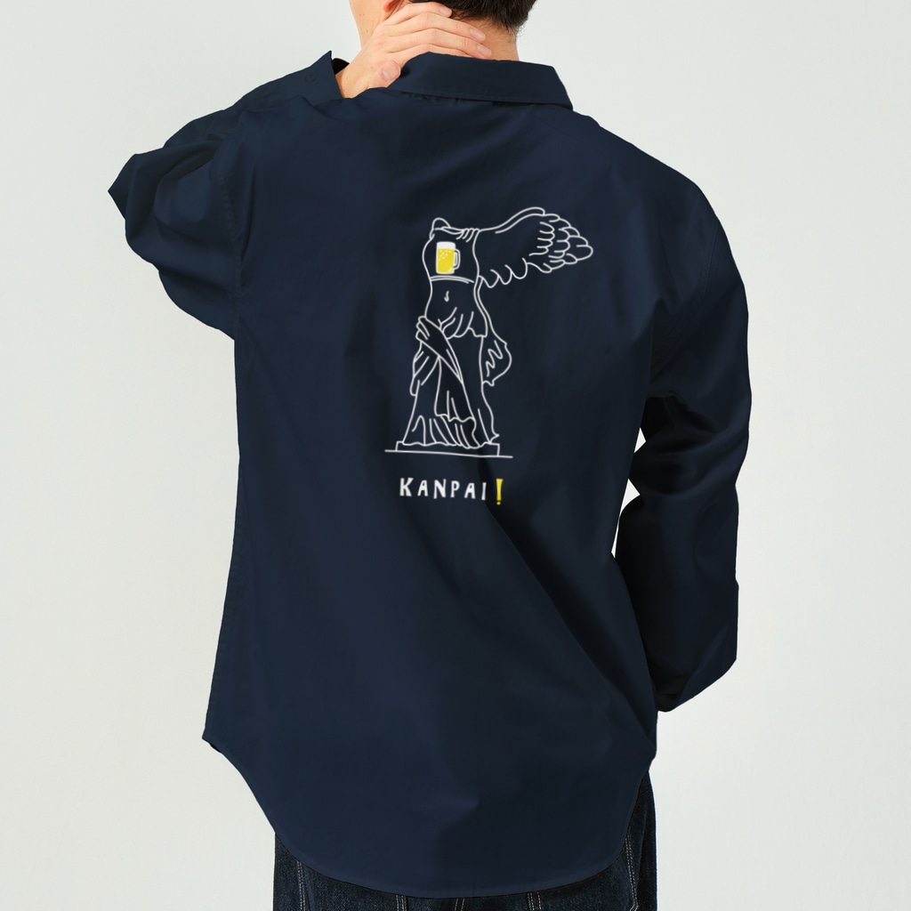 TM-3 Designの彫刻 × BEER（サモトラケのニケ）白線画 Work Shirt