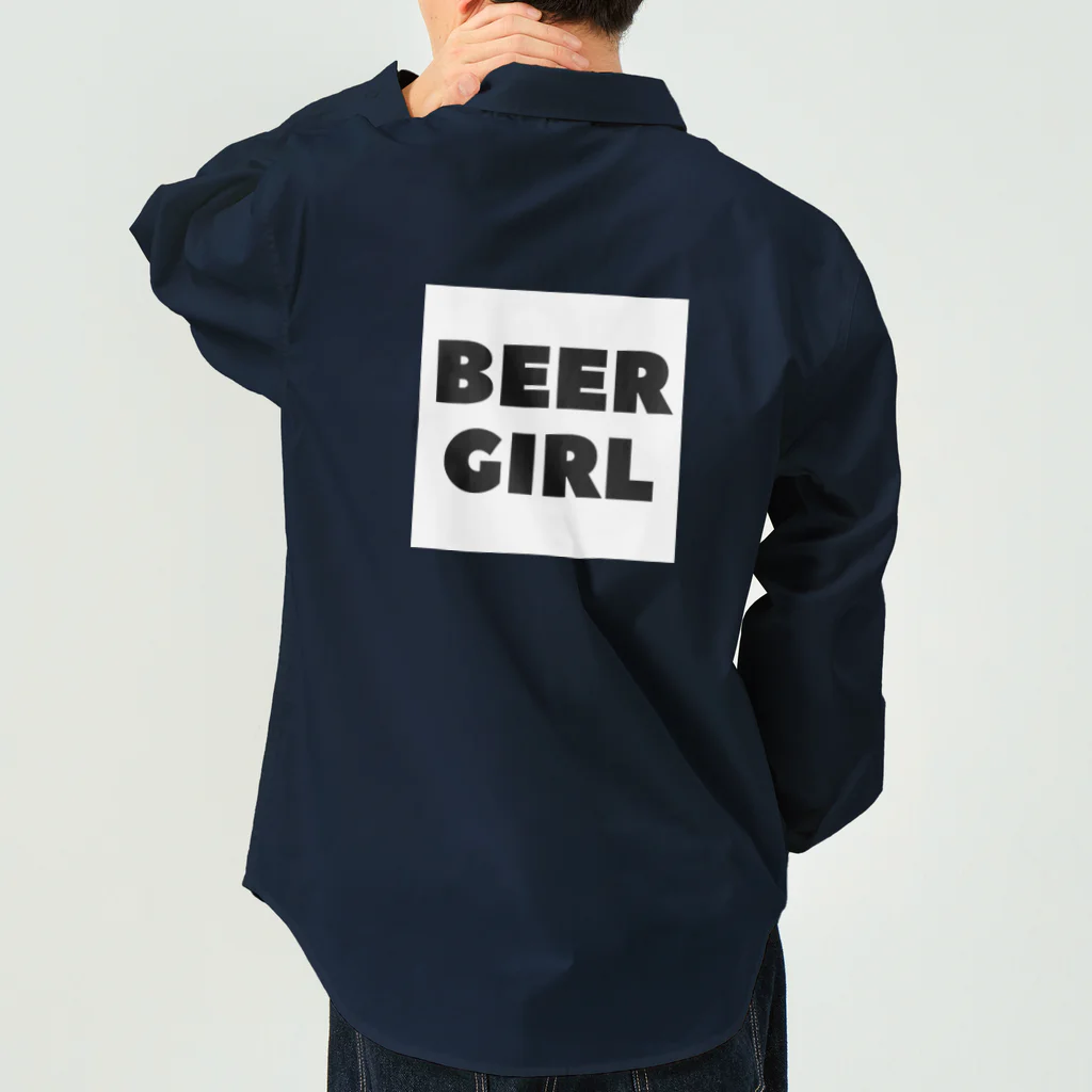 BEERのビールガール_黒字(白背景) Work Shirt