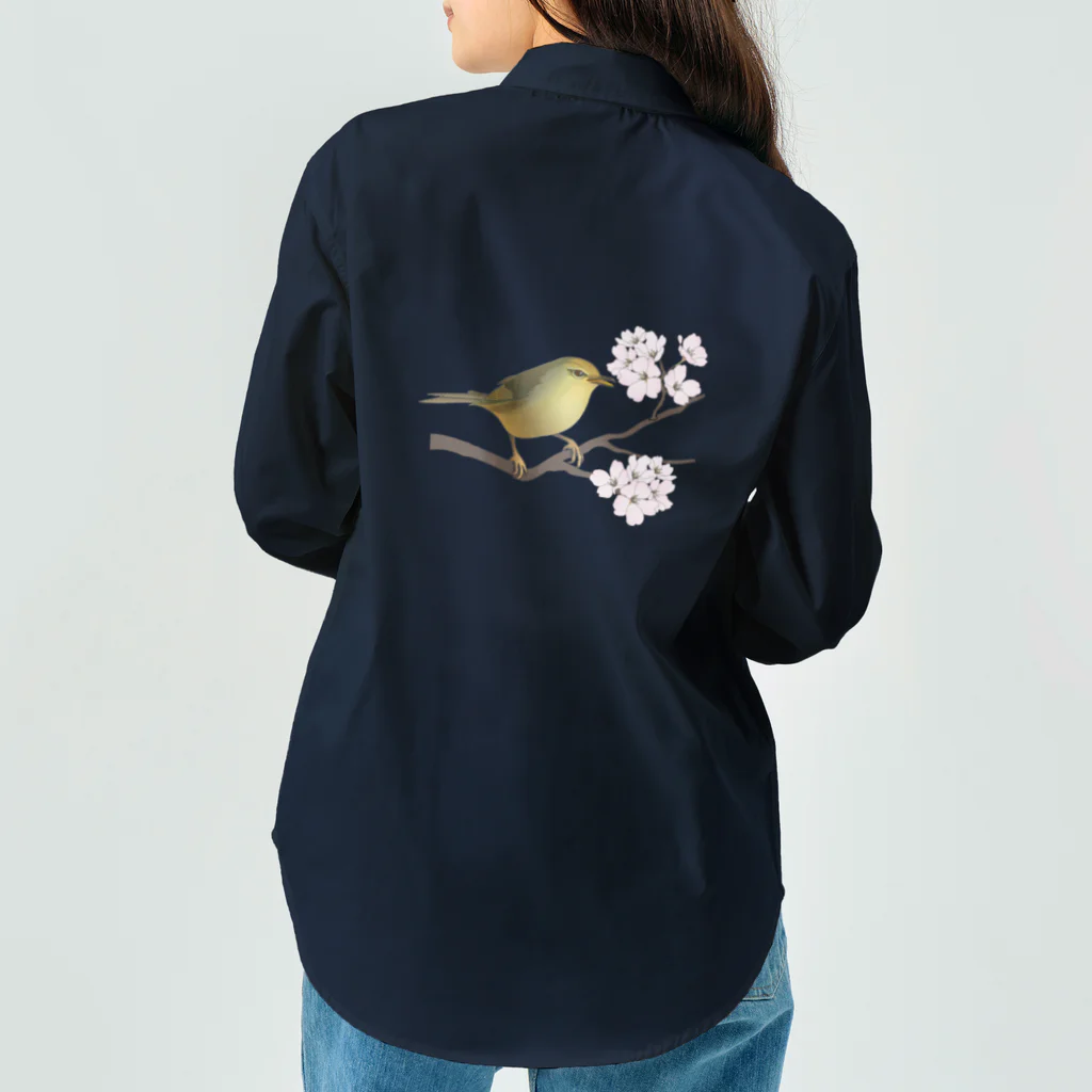 yamame1000ninの桜にウグイス ワークシャツ