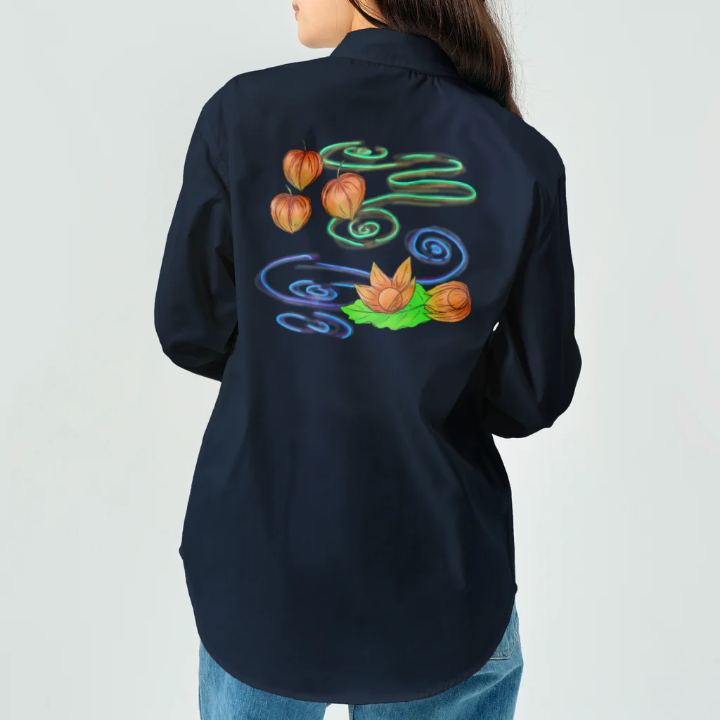 Lily bird（リリーバード）のホオズキ 水紋背景（和柄） ワークシャツ