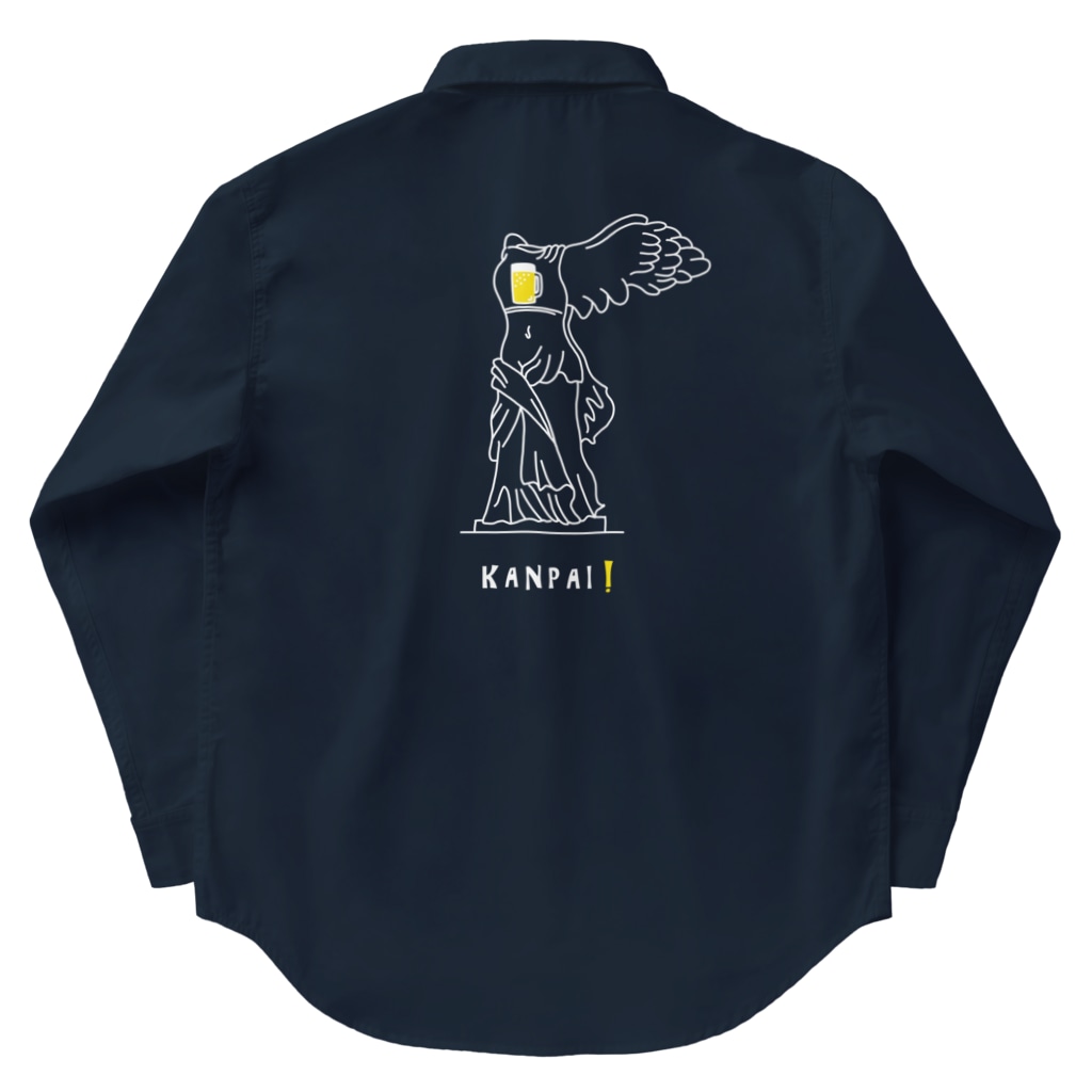 TM-3 Designの彫刻 × BEER（サモトラケのニケ）白線画 Work Shirt