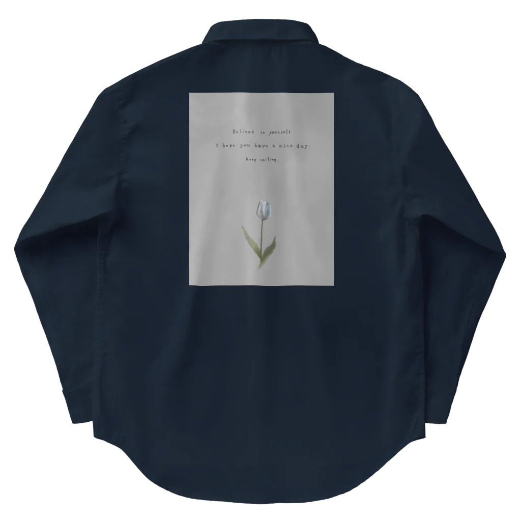 rilybiiのTULIP, white gray blue . Work Shirt