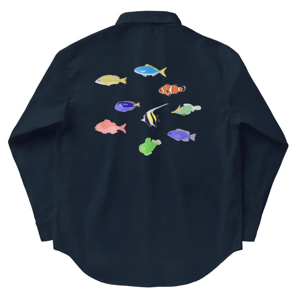 ハナのお店のカラフルな魚たち Work Shirt