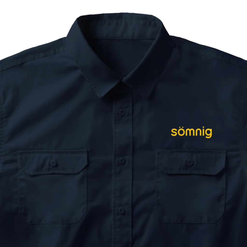 TORISAKANAの眠いのロゴ（スウェーデン語・黄色） Work Shirt